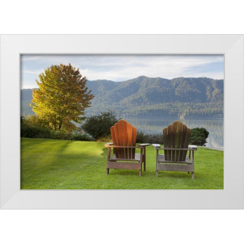 WA, Quinault Landscape view from Quinault Lodge White Modern Wood Framed Art Print by Paulson, Don