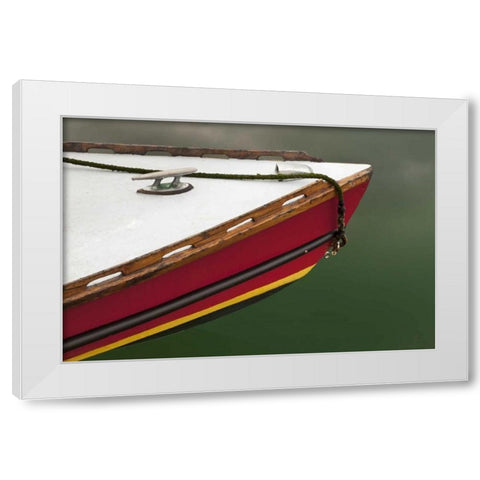WA, Deer Harbor Bow of boat at Orcas Island White Modern Wood Framed Art Print by Paulson, Don