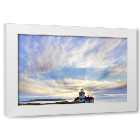Washington Sunset on Patos Island Lighthouse White Modern Wood Framed Art Print by Paulson, Don
