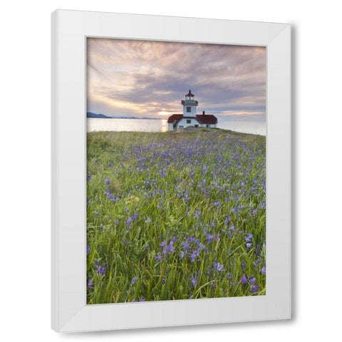 Washington Sunset on Patos Island Lighthouse White Modern Wood Framed Art Print by Paulson, Don