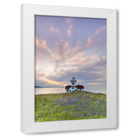 Washington Sunset on Patos Island Lighthouse White Modern Wood Framed Art Print by Paulson, Don
