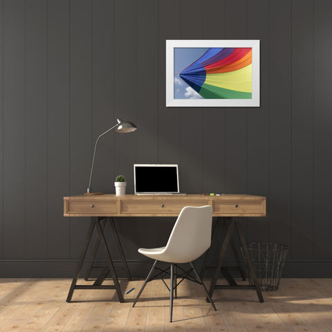 WA, San Juans Underside view of spinnaker flying White Modern Wood Framed Art Print by Paulson, Don