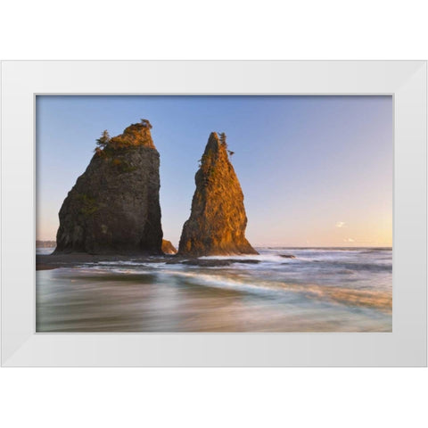 WA, Olympic NP Sunset on Rialto Beach White Modern Wood Framed Art Print by Paulson, Don