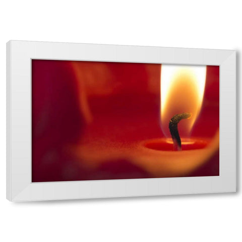 Washington, Seabeck Close-up of candle flame White Modern Wood Framed Art Print by Paulson, Don