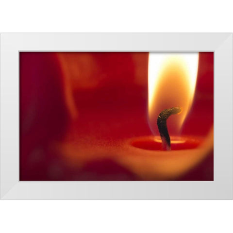 Washington, Seabeck Close-up of candle flame White Modern Wood Framed Art Print by Paulson, Don