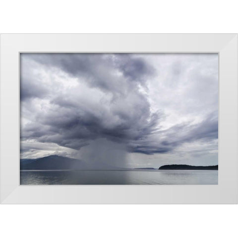 Washington, Seabeck Rainstorm over Hood Canal White Modern Wood Framed Art Print by Paulson, Don