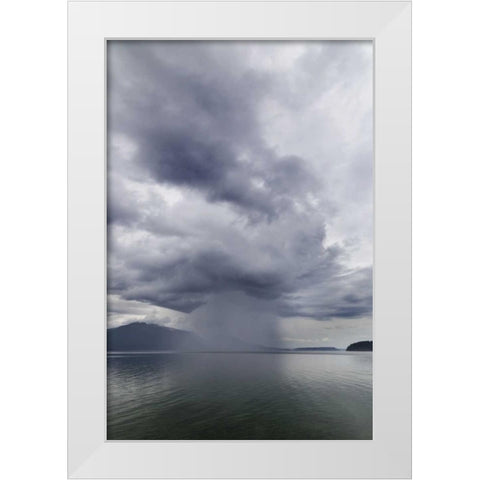 Washington, Seabeck Rainstorm over Hood Canal White Modern Wood Framed Art Print by Paulson, Don