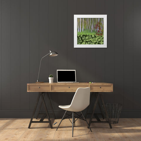 Washington Collage of alder trees and oxalis White Modern Wood Framed Art Print by Paulson, Don