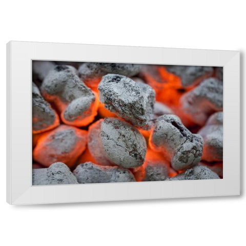 Washington, Seabeck Close-up of hot charcoal White Modern Wood Framed Art Print by Paulson, Don