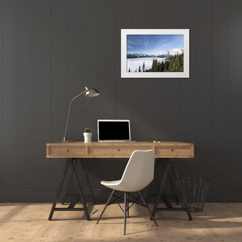 Washington, Mount Rainier NP Sunrise Point White Modern Wood Framed Art Print by Paulson, Don