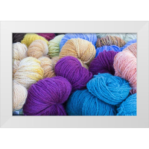 Washington, Seabeck Balls of colorful yarn White Modern Wood Framed Art Print by Paulson, Don