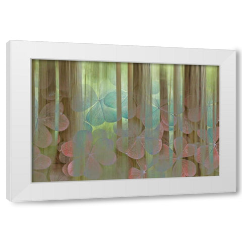 Washington, Seabeck Collage of oxalis and trees White Modern Wood Framed Art Print by Paulson, Don