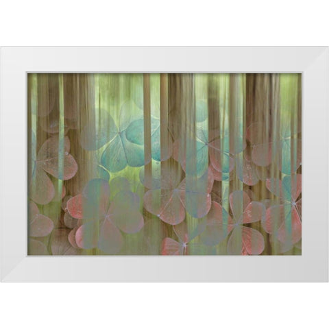 Washington, Seabeck Collage of oxalis and trees White Modern Wood Framed Art Print by Paulson, Don