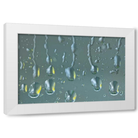 Washington State, Seabeck Raindrops on a window White Modern Wood Framed Art Print by Paulson, Don