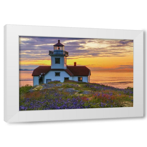 Washington, San Juan Islands Patos Lighthouse White Modern Wood Framed Art Print by Paulson, Don