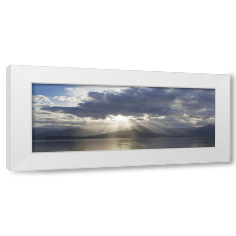 WA, Seabeck God rays over Hood Canal White Modern Wood Framed Art Print by Paulson, Don