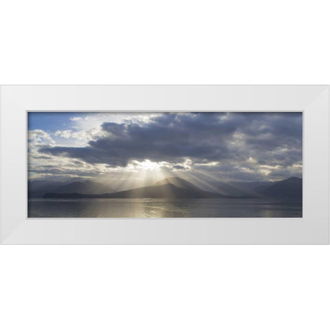 WA, Seabeck God rays over Hood Canal White Modern Wood Framed Art Print by Paulson, Don
