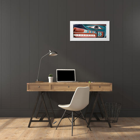 Washington, Jamestown Composite of totem art White Modern Wood Framed Art Print by Paulson, Don