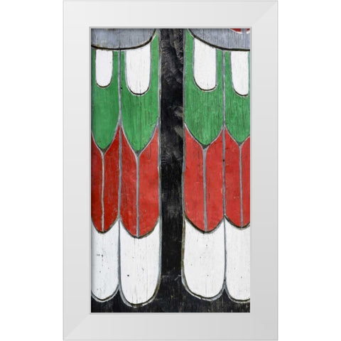 Washington State, Neah Bay Detail of a totem White Modern Wood Framed Art Print by Paulson, Don