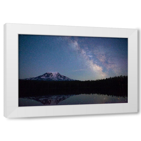Milky Way rising over Mt Adams-Gifford Pinchot National Forest-Washington State White Modern Wood Framed Art Print by Probst, Greg