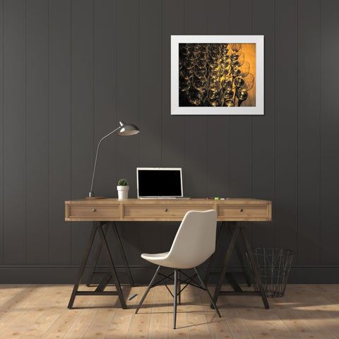 Washington State-Walla Walla Pattern of empty wine glasses in rich sunlight on wooden table White Modern Wood Framed Art Print by Duval, Richard