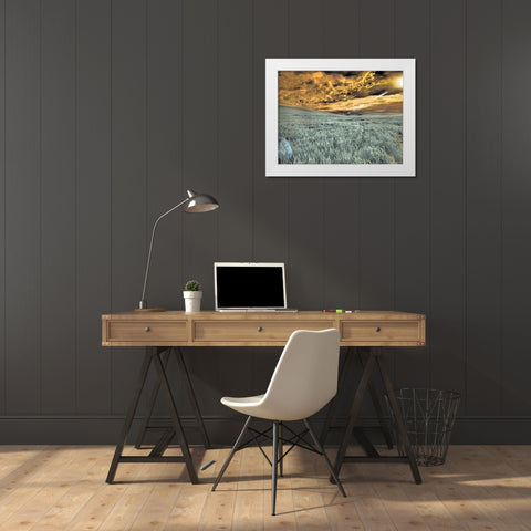 USA-Washington State-Palouse-wheat field and clouds White Modern Wood Framed Art Print by Eggers, Terry