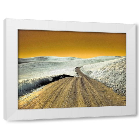 USA-Washington State-Palouse region-Country backroad through wheat fields White Modern Wood Framed Art Print by Eggers, Terry