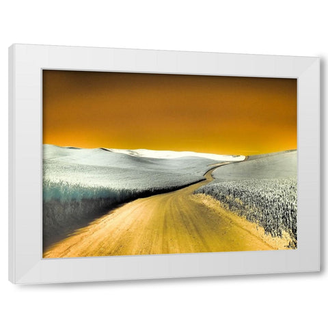 USA-Washington State-Palouse region-Country backroad through wheat fields White Modern Wood Framed Art Print by Eggers, Terry