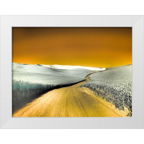 USA-Washington State-Palouse region-Country backroad through wheat fields White Modern Wood Framed Art Print by Eggers, Terry