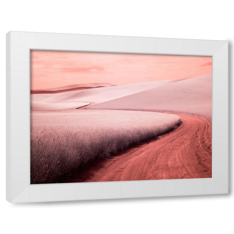 USA-Washington State-Palouse region-winding backcountry road through wheat fields White Modern Wood Framed Art Print by Eggers, Terry