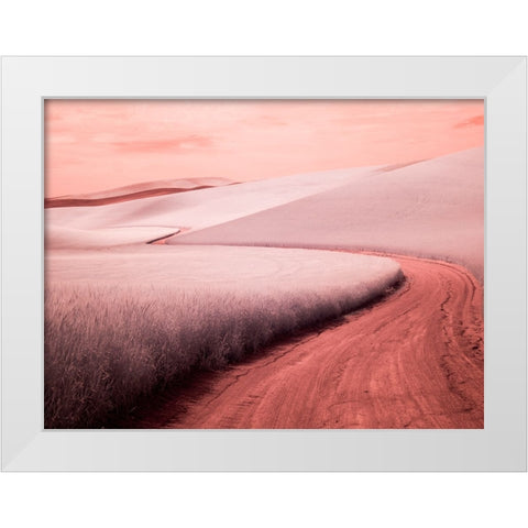 USA-Washington State-Palouse region-winding backcountry road through wheat fields White Modern Wood Framed Art Print by Eggers, Terry