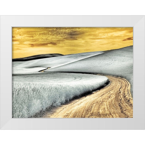 USA-Washington State-Palouse region-winding backcountry road through wheat fields White Modern Wood Framed Art Print by Eggers, Terry