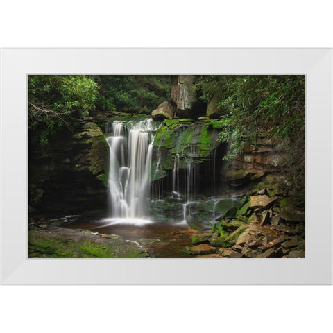 First or Upper Ekalaka Falls-Blackwater Falls State Park-West Virginia White Modern Wood Framed Art Print by Majchrowicz, Alan
