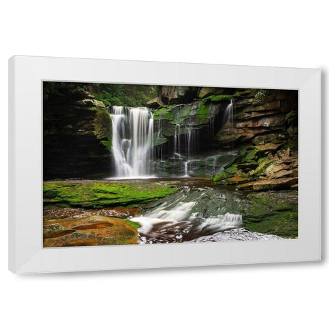 First or Upper Ekalaka Falls-Blackwater Falls State Park-West Virginia White Modern Wood Framed Art Print by Majchrowicz, Alan
