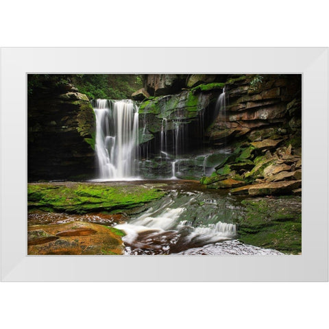 First or Upper Ekalaka Falls-Blackwater Falls State Park-West Virginia White Modern Wood Framed Art Print by Majchrowicz, Alan