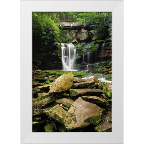 First or Upper Ekalaka Falls-Blackwater Falls State Park-West Virginia White Modern Wood Framed Art Print by Majchrowicz, Alan