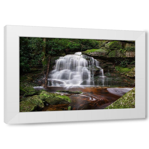 Second Ekalaka Falls-Blackwater Falls State Park-West Virginia White Modern Wood Framed Art Print by Majchrowicz, Alan