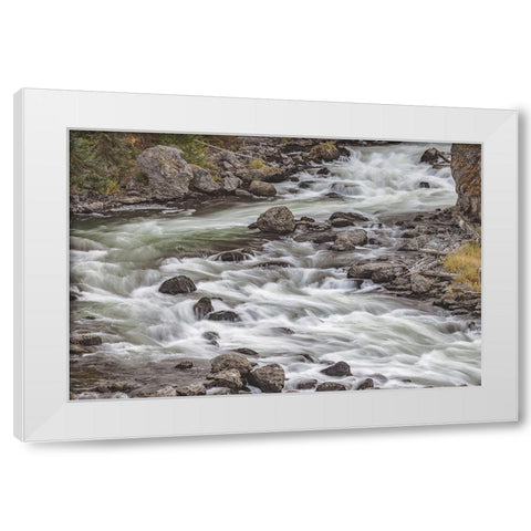Firehole River-Firehole Canyon drive-Yellowstone National Park-Wyoming White Modern Wood Framed Art Print by Jones, Adam