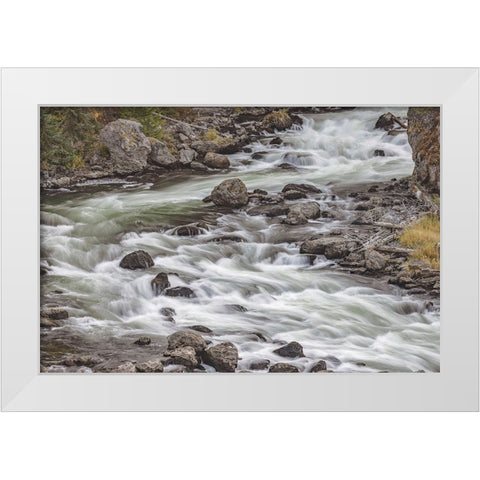 Firehole River-Firehole Canyon drive-Yellowstone National Park-Wyoming White Modern Wood Framed Art Print by Jones, Adam