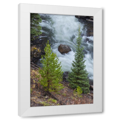 Flowing water in Firehole River-Yellowstone National Park-Wyoming White Modern Wood Framed Art Print by Jones, Adam