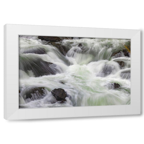 Flowing water in Firehole River-Yellowstone National Park-Wyoming White Modern Wood Framed Art Print by Jones, Adam