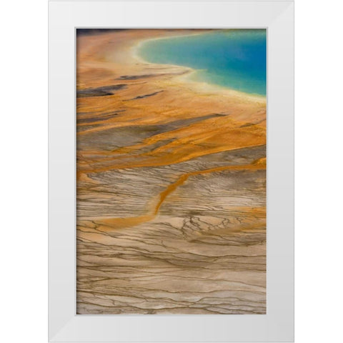 WY, Yellowstone Grand Prismatic Spring White Modern Wood Framed Art Print by Paulson, Don