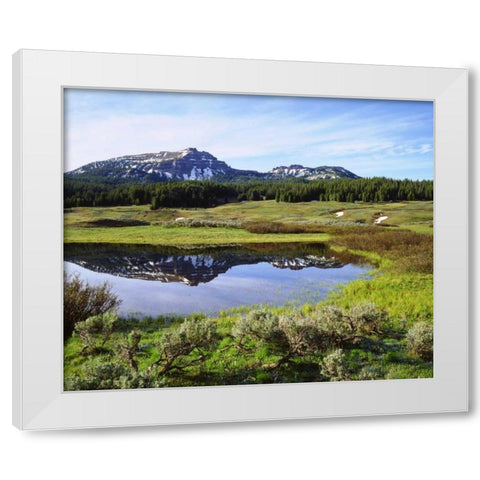 Wyoming, A tarn in the Rocky Mountains of Wyoming White Modern Wood Framed Art Print by Talbot Frank, Christopher