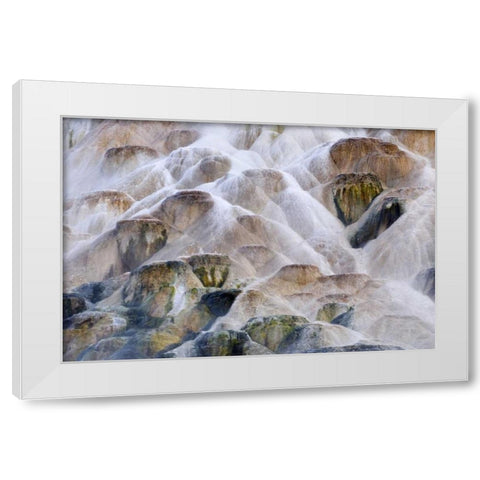 Wyoming, Yellowstone NP Palette Spring waterfall White Modern Wood Framed Art Print by Bush, Marie