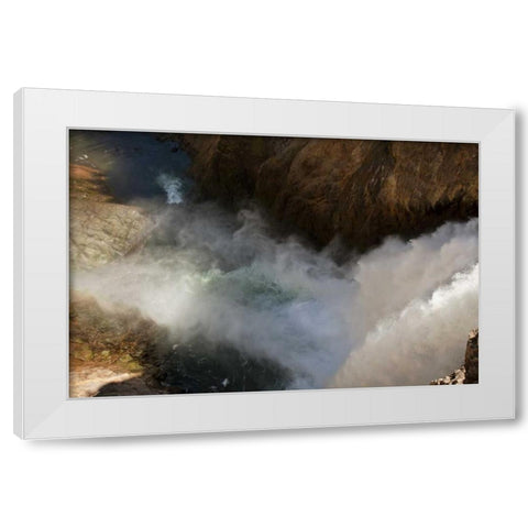 Wyoming, Yellowstone Yellowstone River waterfall White Modern Wood Framed Art Print by Grall, Don