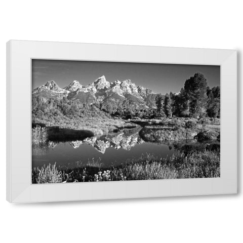 USA, Wyoming, Grand Teton NP Mountain sunrise White Modern Wood Framed Art Print by Flaherty, Dennis