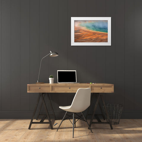 Wyoming-Yellowstone National Park Grand Prismatic Spring scenic White Modern Wood Framed Art Print by Jaynes Gallery