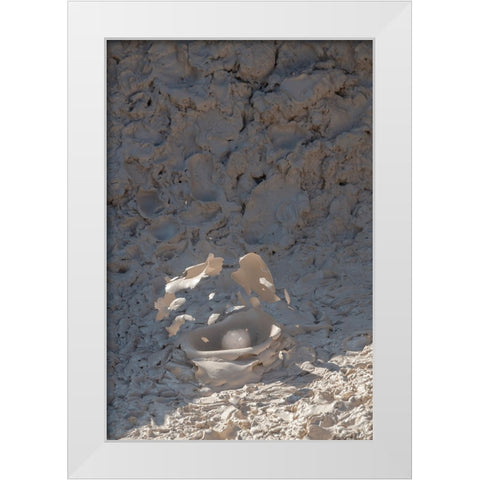 USA-Wyoming-Yellowstone National Park-Atrists Paintpots-Boiling hot mud pots-Detail of exploding bu White Modern Wood Framed Art Print by Hopkins, Cindy Miller