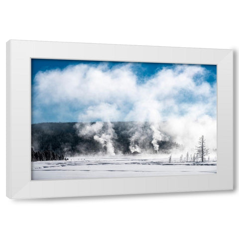 USA-Yellowstone-Norris Geyser Basin White Modern Wood Framed Art Print by Theodore, George and Marilu