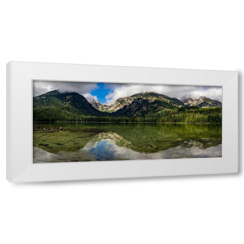 Panoramic reflection in Bradley Lake-Grand Teton National Park-Wyoming White Modern Wood Framed Art Print by Garber, Howie